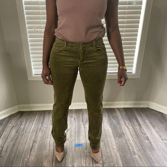Revolve Trina Turk Olive Green Gold Velvet Jean Pants Trousers - Picture 10 of 15